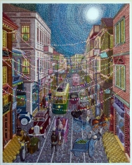 Khaldoun Chichakli, Al Sanjakdar Street and Night Lights Ornaments in Past Days, 2006, Watercolor on paper, 42.7 x 35 cm