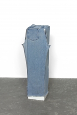 Alessandro Balteo-Yazbeck, Instrumentalized #26, 2017, Worn and stained washed jeans, semi-stretched around plinth