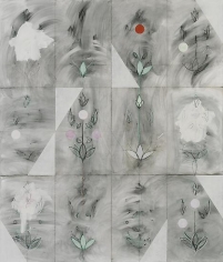 Kamrooz Aram, Seven Sessions with Brahem (Palimpsest #22), 2013, Oil, oil pastel and wax pencil on canvas, 213 x 183 cm