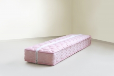 Nazgol Ansarinia, Mendings (pink mattress), 2012, Mattress, see-through thread