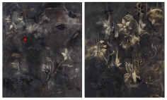 Kamrooz Aram, Aspirations in Black and Red (diptych), 2012, Oil and acrylic on canvas, 122 x 208 cm