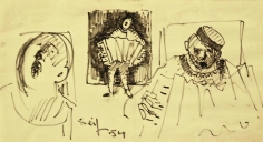 Seif Wanly, Untitled, 1954, Ink on paper, 15 x 27.5 cm