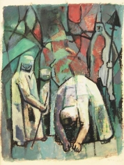 Mahmoud Hammad, The Harvest, 1965, Gouache on paper, 24 x 18 cm