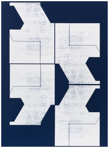 Seher Shah and Randhir Singh, Studies in Form, Hewn Blueprints (detail),&nbsp;2018, Cyanotype prints on Arches Aquarelle paper, 38 x 28 cm
