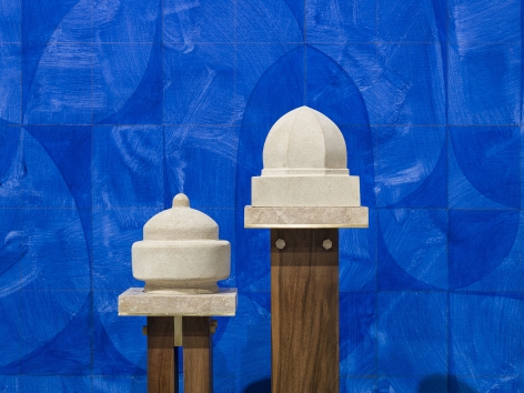 Kamrooz Aram, Elegy for Blue Architecture (detail), 2020, Oil and pencil on linen, 175.25 x 213.5 x 3.75 cm