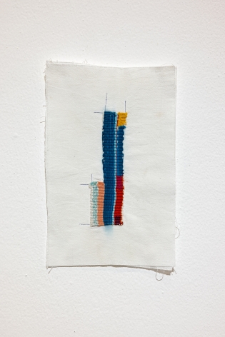 Majd Abdel Hamid, Research (how long was the thread III), 2022, Cotton thread on fabric, 30 x 19 cm
