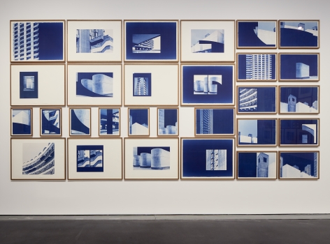 Seher Shah and Randhir Singh, Studies in Form, Barbican Estate, 2018, Cyanotype prints on Arches Aquarelle paper