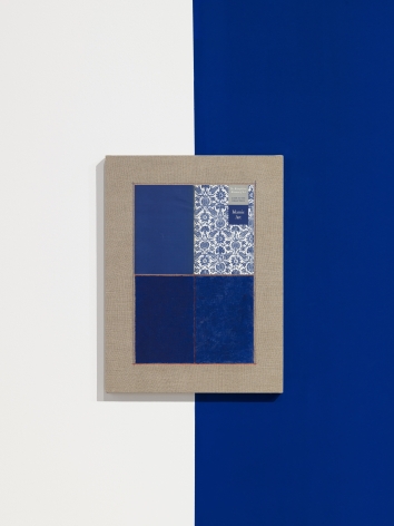 Kamrooz Aram, Ornamental Composition for Blue Galleries, 2019, Oil, pencil and collage on linen, 61 x 45.7 x 2.5 cm