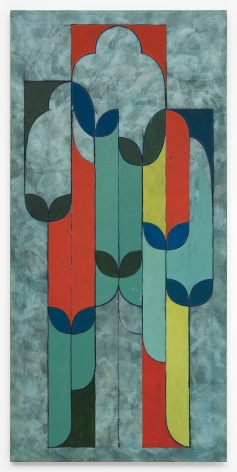 Kamrooz Aram, Emergent Arabesque, 2021, Oil, oil crayon and pencil on linen, 243.8 x 116.8 x 3.8 cm