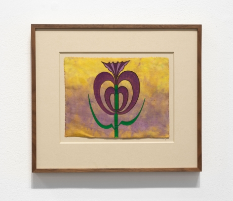 Anwar Jalal Shemza, Roots, c.1984, Acrylic on hand dyed cloth, 18.5 x 24.5 cm
